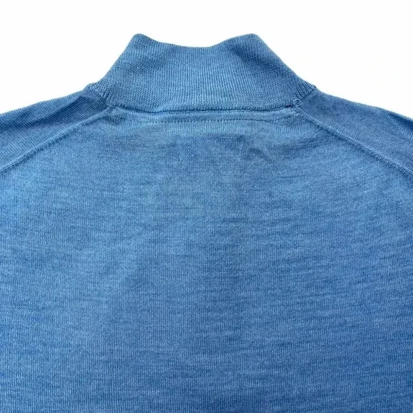 Club Room Blue Merino Wool Blend 1/4 Zip Mens Sweater - Picture 7 of 8